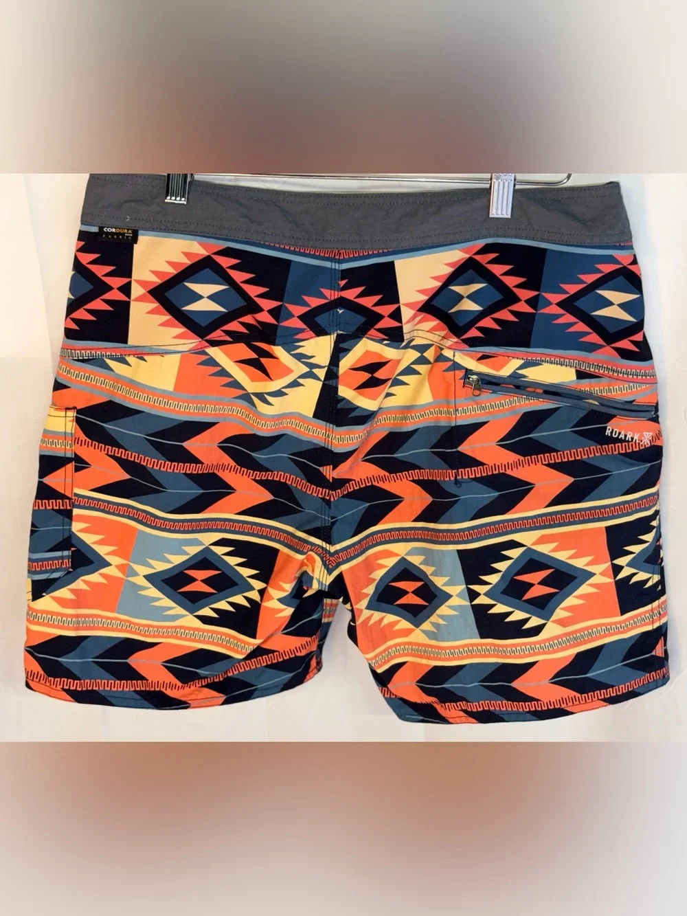 Roark Men’s Coral, Navy & Cream Aztec Swim Board Shorts